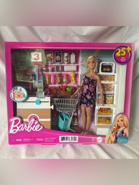 New BARBIE Supermarket Groceries Doll Play Set ~ 25 pieces ~ 2024